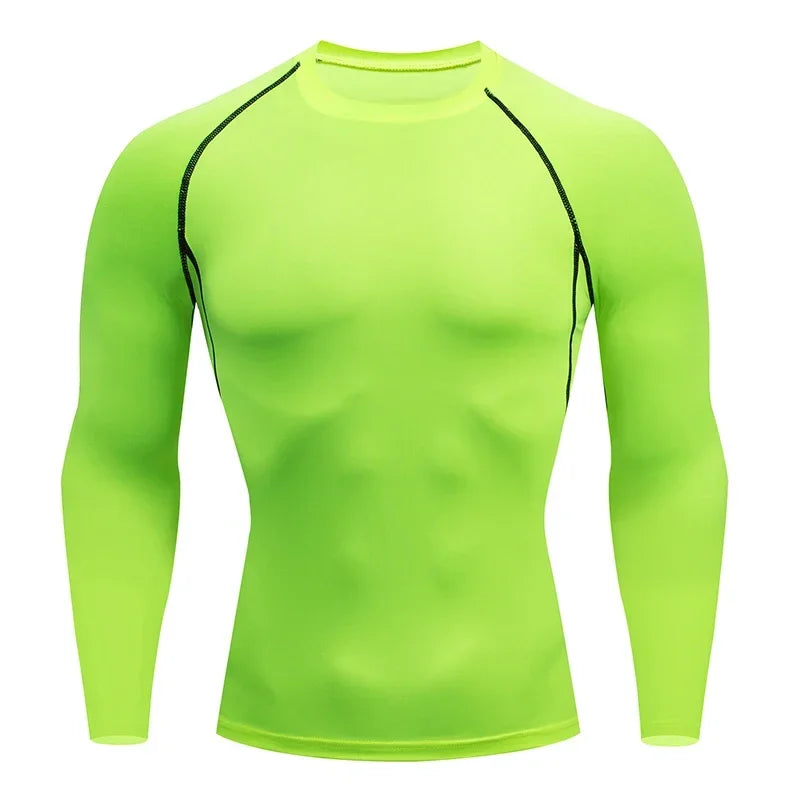 Mens Sport Top for Fitness T-shirt Bodybuilding Compression Shirt Gym Running Tight Rashguard Jogging Sweatshirt Dry Fit Clothes