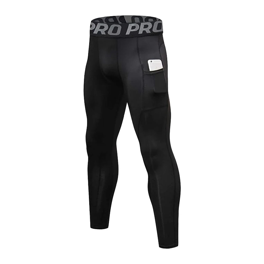 Men's Compression Pants Long Johns for Men Leggings with Pockets Gym Workout Base Layer Running Basketball Athletic Tights