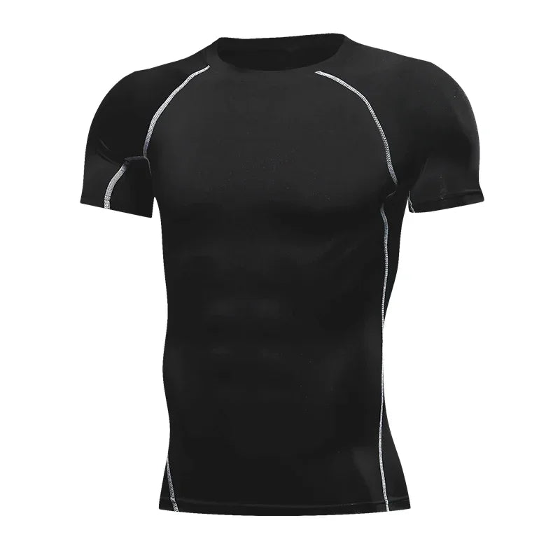 Mens Sport Top for Fitness T-shirt Bodybuilding Compression Shirt Gym Running Tight Rashguard Jogging Sweatshirt Dry Fit Clothes