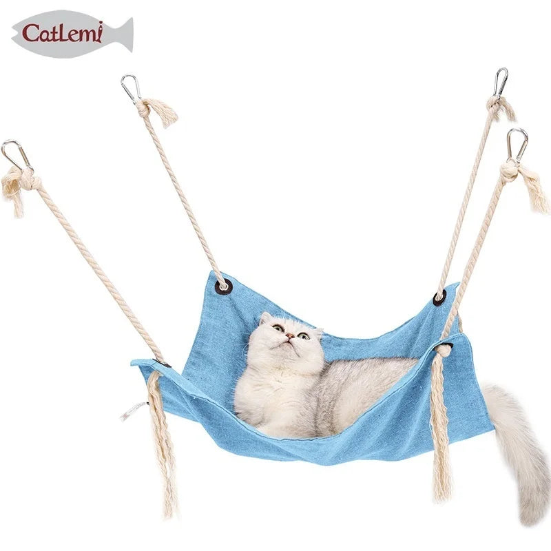 Tassel Phoenix pet cotton and linen cat hammock breathable cage cat swing hanging nest solid color hammock pet supplies