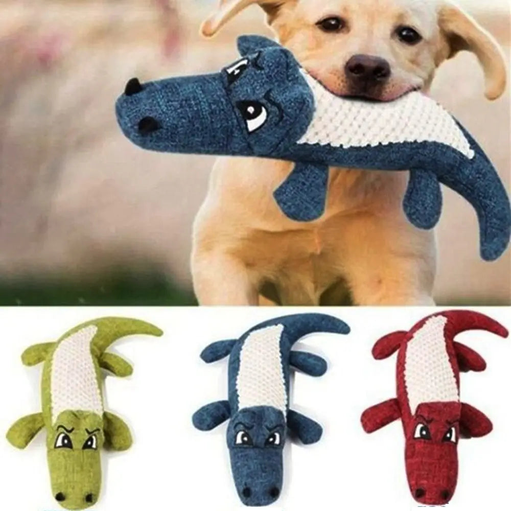 Pet Dog Toy Linen Plush Crocodile Animal Toy Dog Chew Squeaky Noise Toy Cleaning Teeth Supplies Toy Tough Interactive Doll