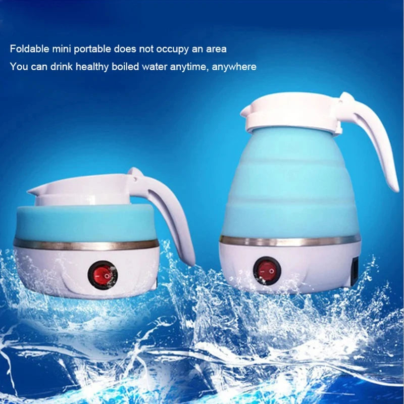 Travel Household Folding Kettle Silicone304 Stainless Steel Portable Kettle Compression Foldable Leakproof 600ml