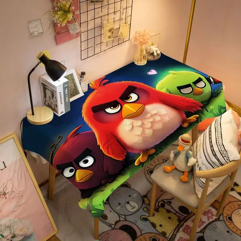 Anime Angry Birds tablecloth rectangular student dormitory personalized tablecloth cartoon flannel material holiday gift kawaii