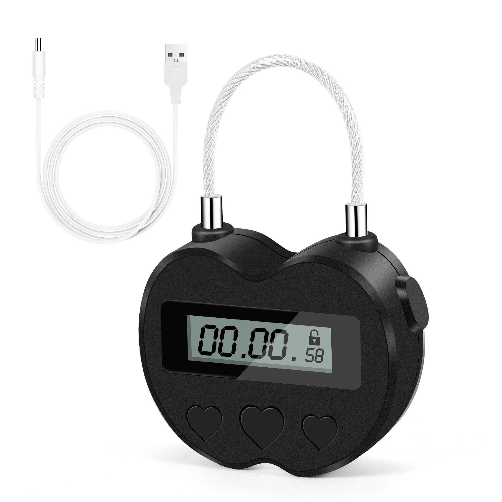 Smart Time Lock LCD Display Time Lock Multifunction Travel Electronic , Waterproof USB Rechargeable Temporary Padlock