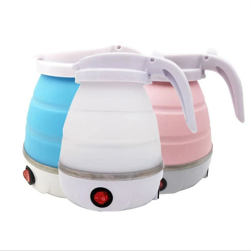 Travel Household Folding Kettle Silicone304 Stainless Steel Portable Kettle Compression Foldable Leakproof 600ml