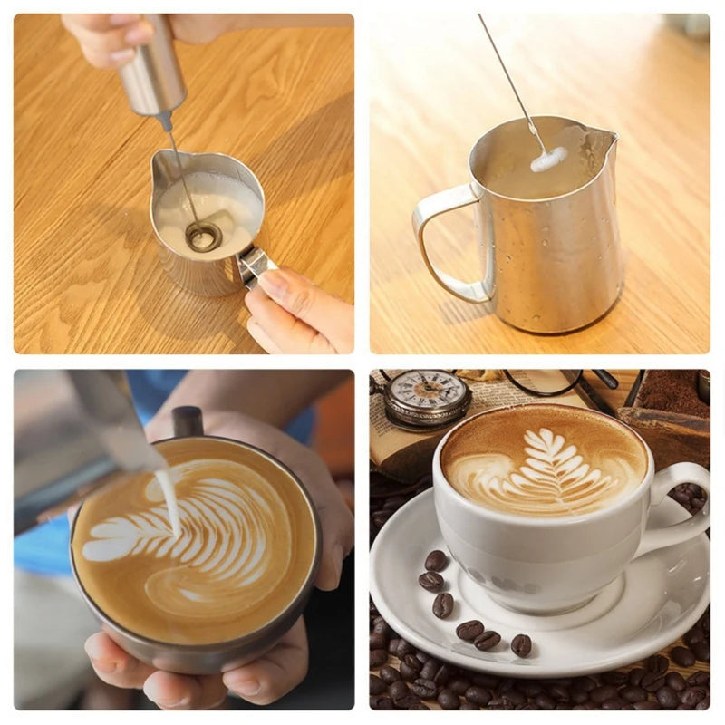 Milk Frother Handheld Three-Layer of Whisk- Battery Operated Electric Foam Maker for Coffee, Latte, Hot Chocolate