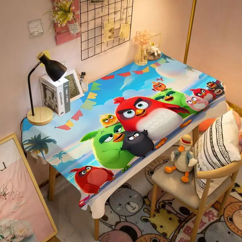 Anime Angry Birds tablecloth rectangular student dormitory personalized tablecloth cartoon flannel material holiday gift kawaii