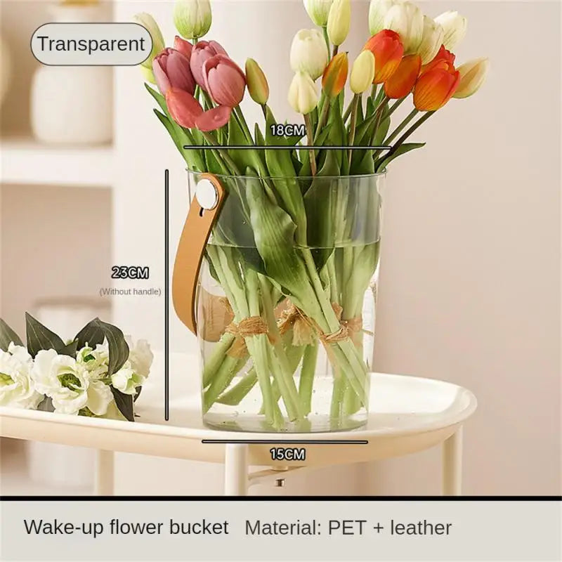 Flower Arrangement Deep Water Bucket Living Room Decoration Flower Art Home Vase Household Transparent Flower Bucket Garden Pots