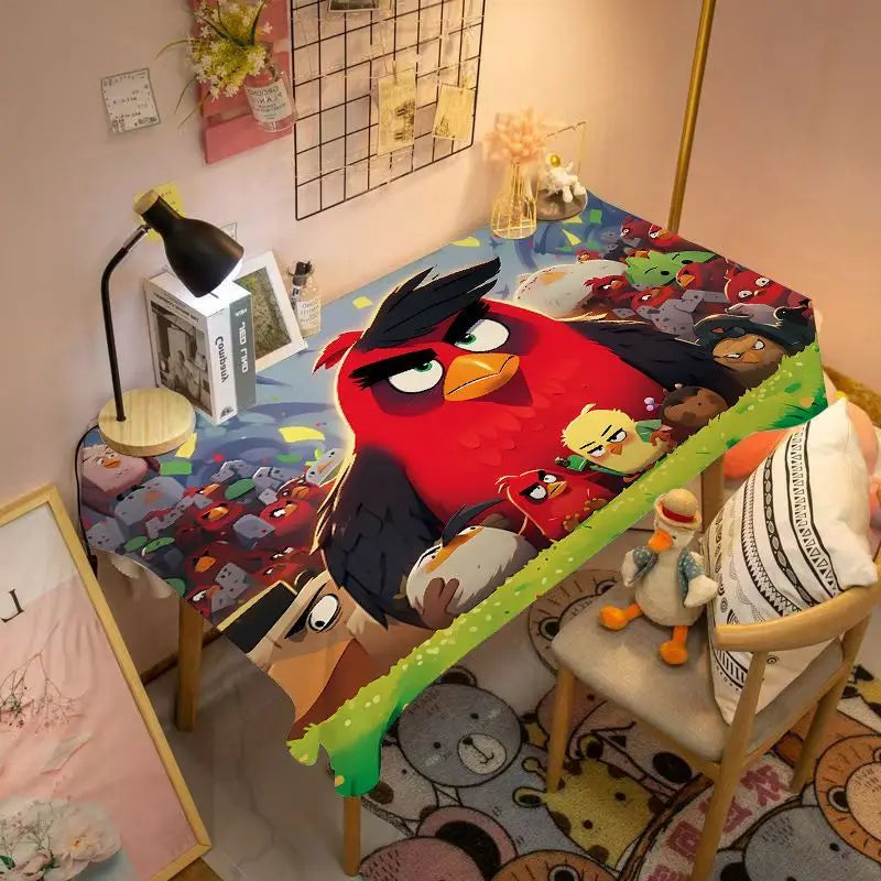 Anime Angry Birds tablecloth rectangular student dormitory personalized tablecloth cartoon flannel material holiday gift kawaii