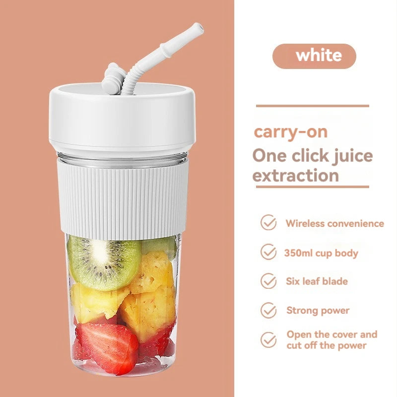 Mini Electric Rechargeable Portable Wireless Juicer cup 6 Blades Fruit Smoothie Blender Puree Mixer