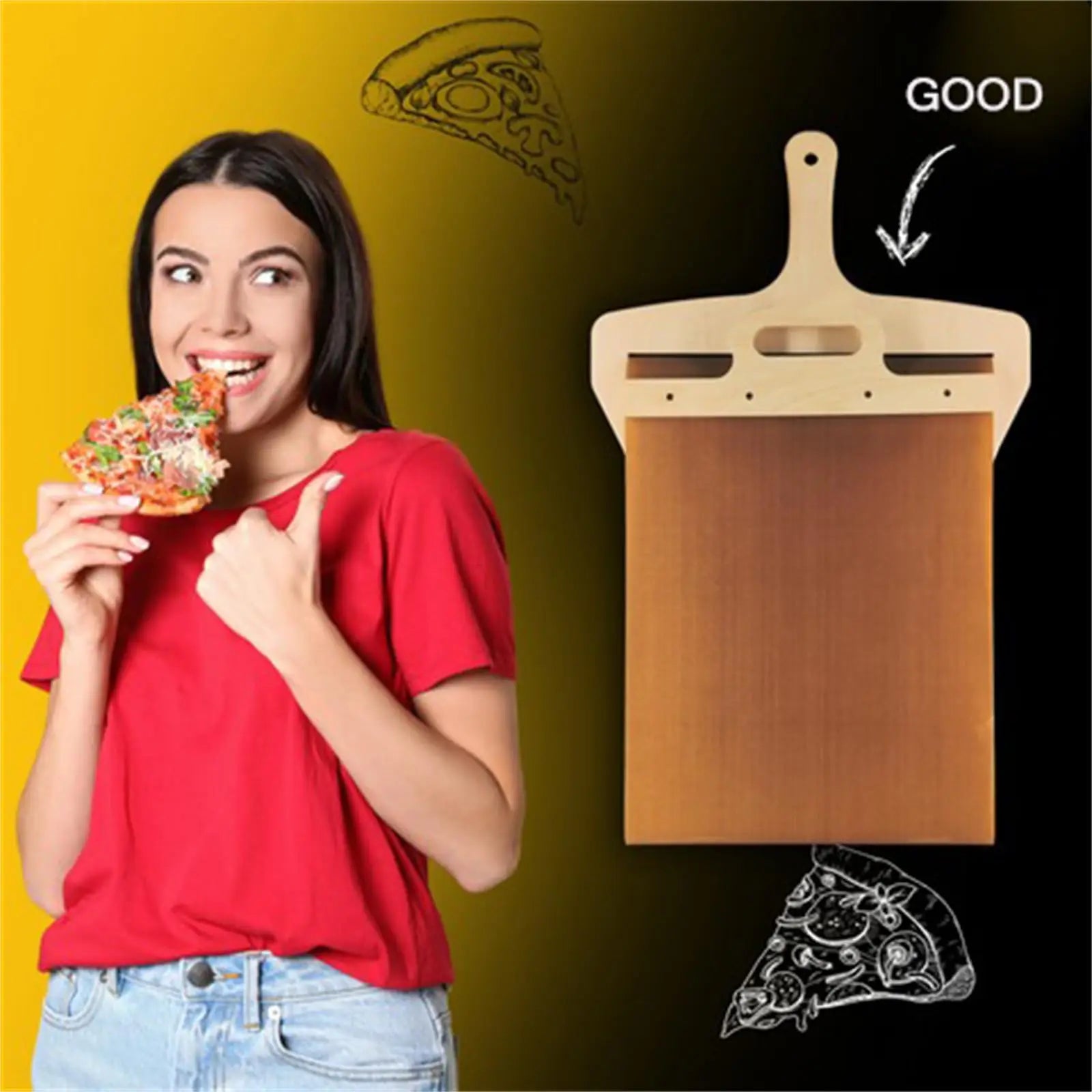 Sliding Pizza Peel with Foldable Wooden Handle