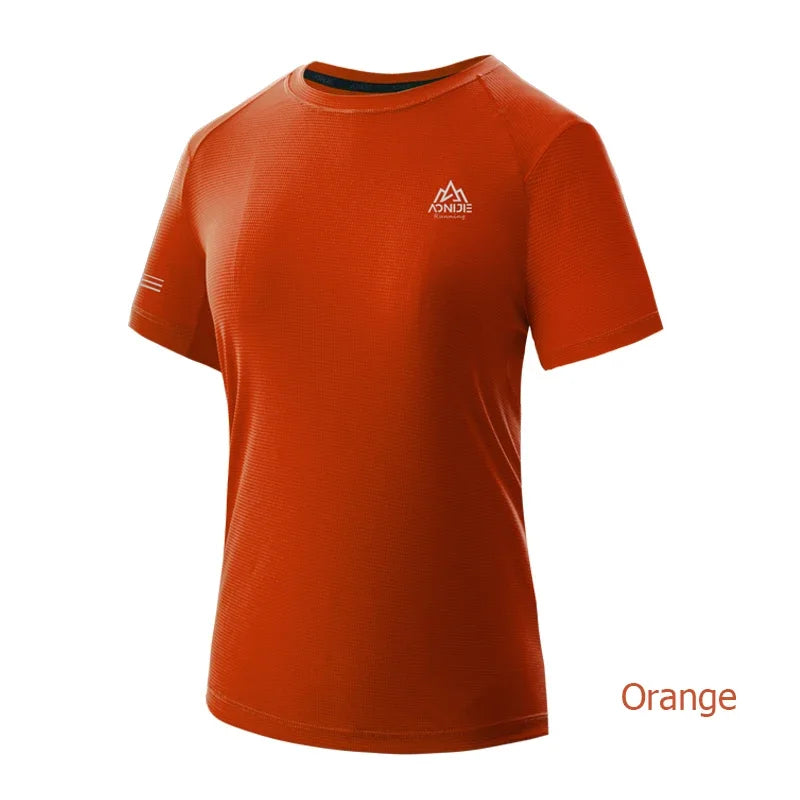 AONIJIE FW5135 Women Female Lightweight Quick Drying Sports T-shirt Round Collar Short Sleeve Tops For Running Gym Leisure