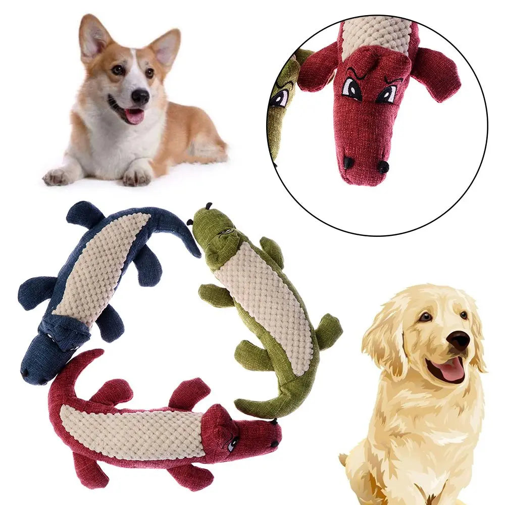 Pet Dog Toy Linen Plush Crocodile Animal Toy Dog Chew Squeaky Noise Toy Cleaning Teeth Supplies Toy Tough Interactive Doll