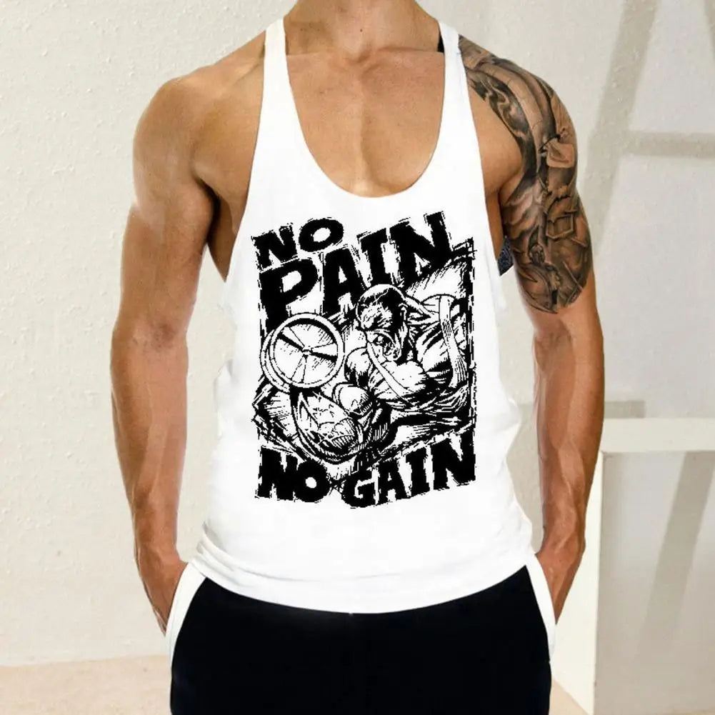 Running Vest Fitness Motivation Tank Top Men's Hip Hop Letter Print Sleeveless Tank Top for Summer Fitness Gym Soft Stretchy