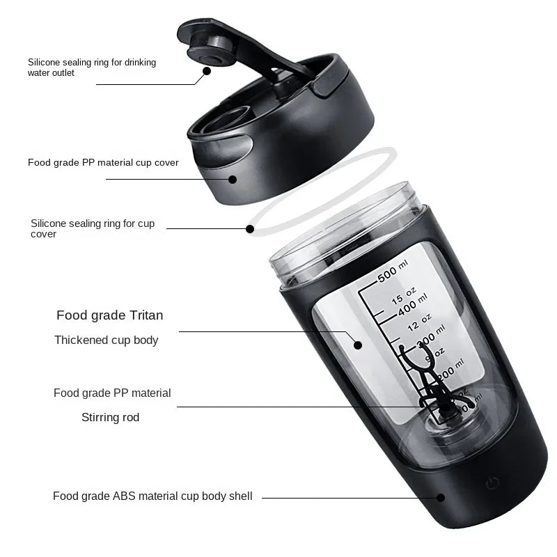 650ml USB Electric Portable Protein Powder Shaker Bottle Whey Shake Cup Whey Protein Mixing Cup for Gym Fitness Sport with Scale