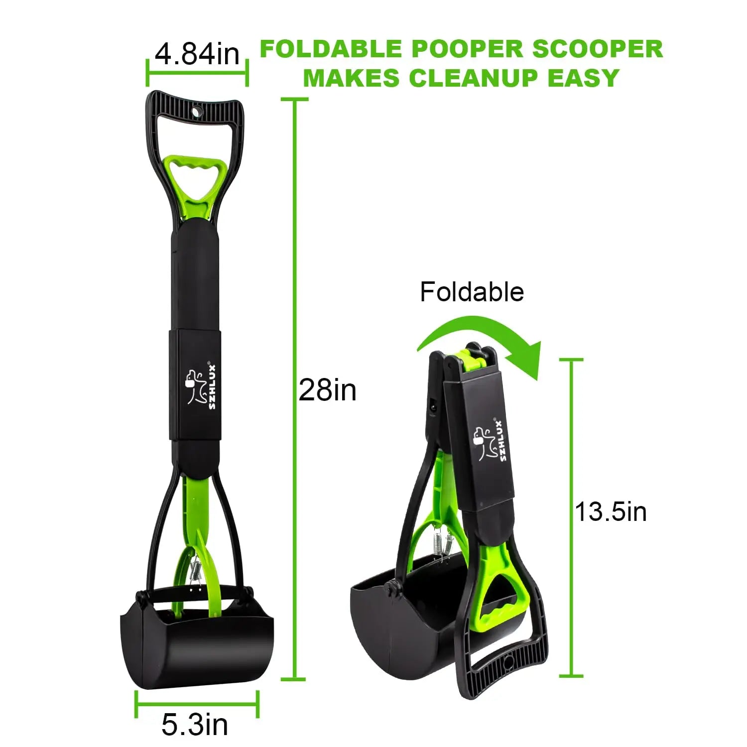 Dog Pooper Scooper Pet Long Handle Jaw Poop Scoop Picker Excrement Collector Clean Tools Outdoor Foldable Animal Feces Cleaner