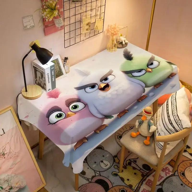 Anime Angry Birds tablecloth rectangular student dormitory personalized tablecloth cartoon flannel material holiday gift kawaii