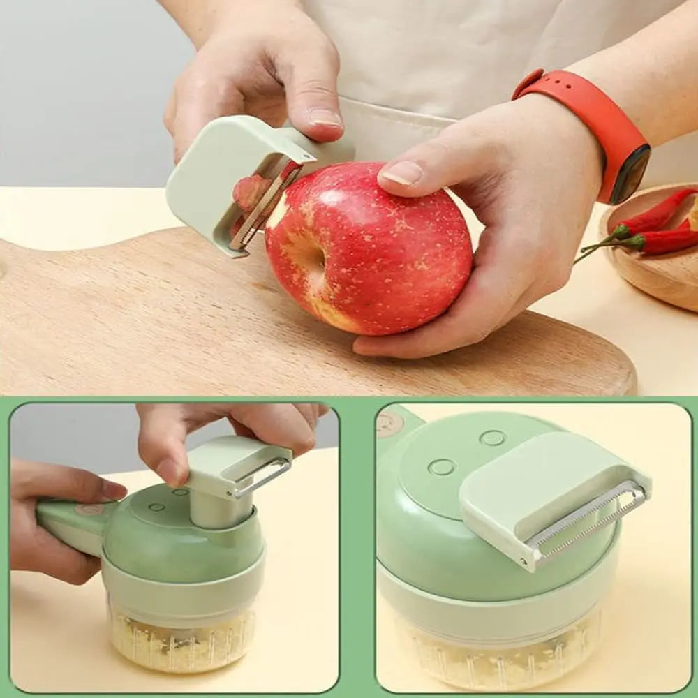 Handheld 4IN1 Electric Vegetable Slicer Multifunctional Wireless Food Processor Garlic Chili  Vegetable Cutter Carrot Chopper