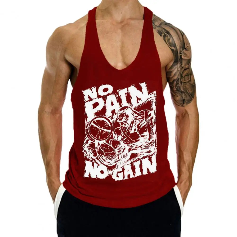 Running Vest Fitness Motivation Tank Top Men's Hip Hop Letter Print Sleeveless Tank Top for Summer Fitness Gym Soft Stretchy