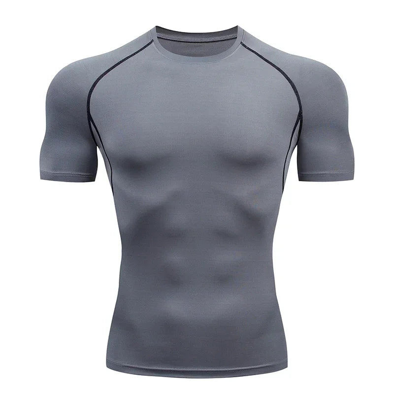 Mens Sport Top for Fitness T-shirt Bodybuilding Compression Shirt Gym Running Tight Rashguard Jogging Sweatshirt Dry Fit Clothes