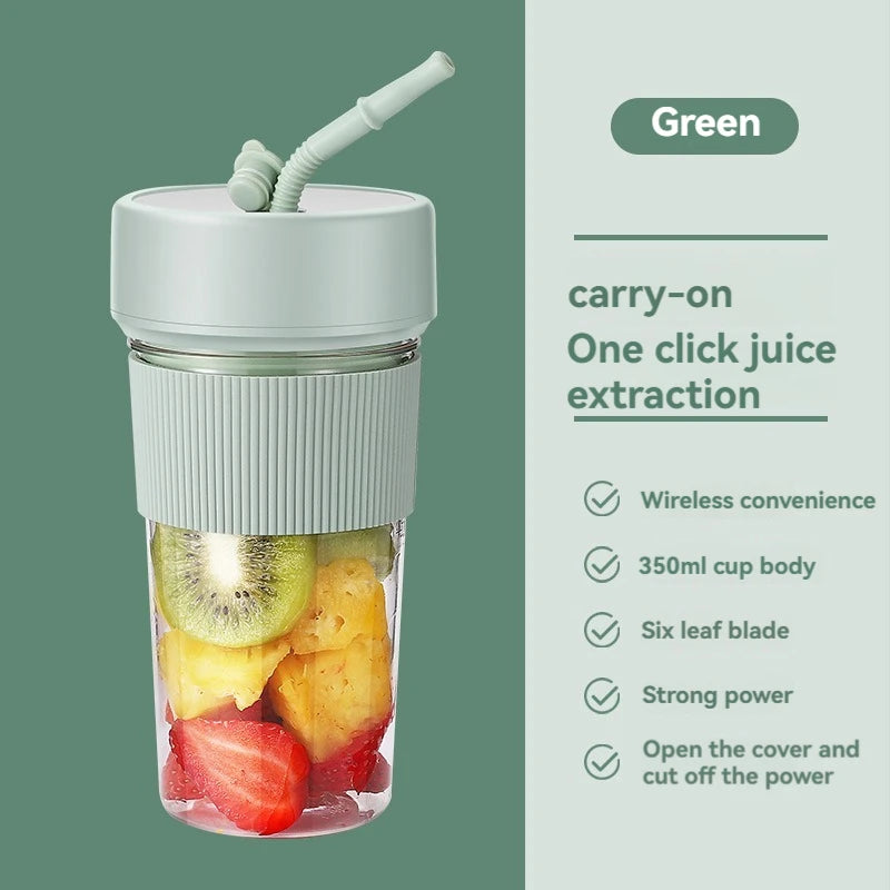 Mini Electric Rechargeable Portable Wireless Juicer cup 6 Blades Fruit Smoothie Blender Puree Mixer