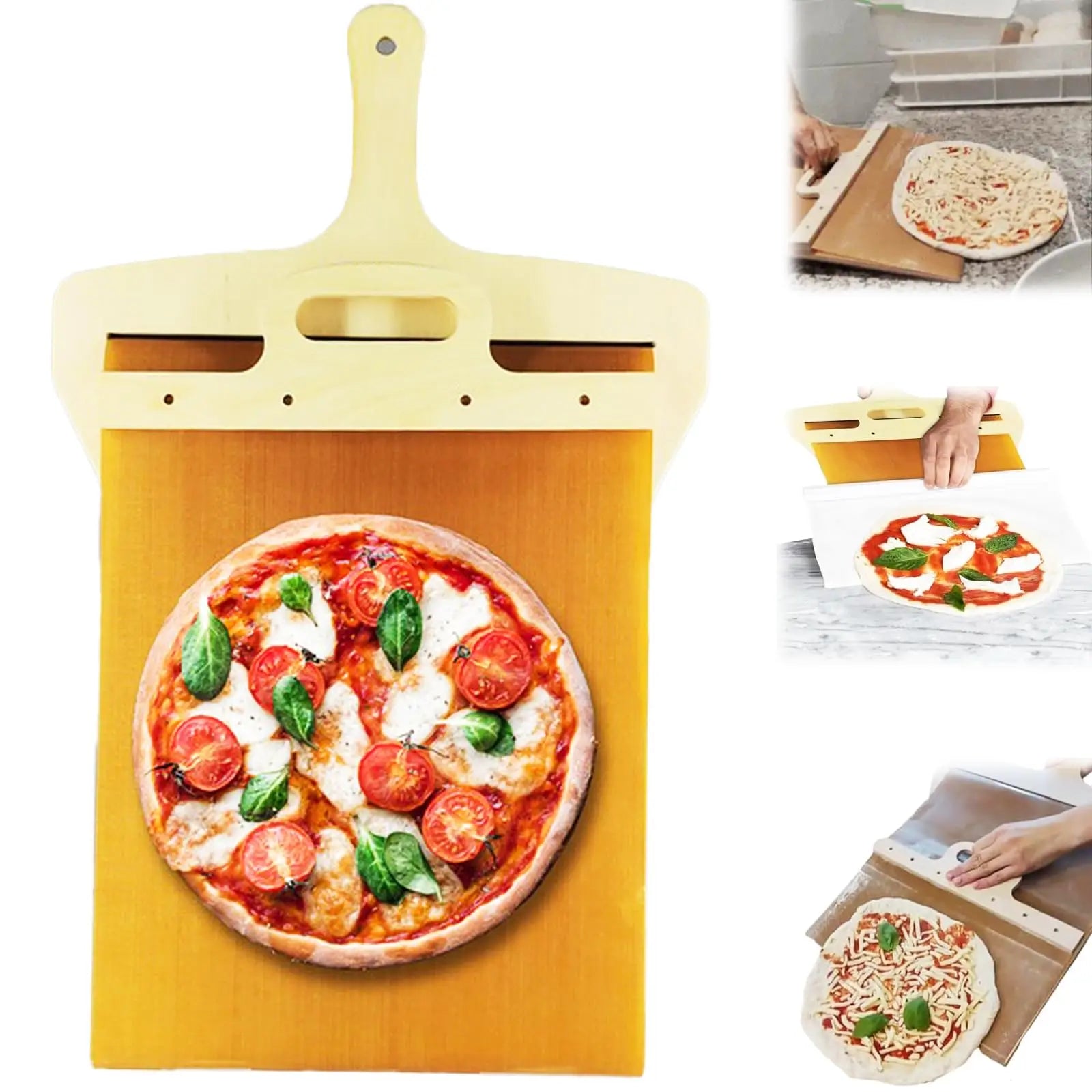 Sliding Pizza Peel with Foldable Wooden Handle