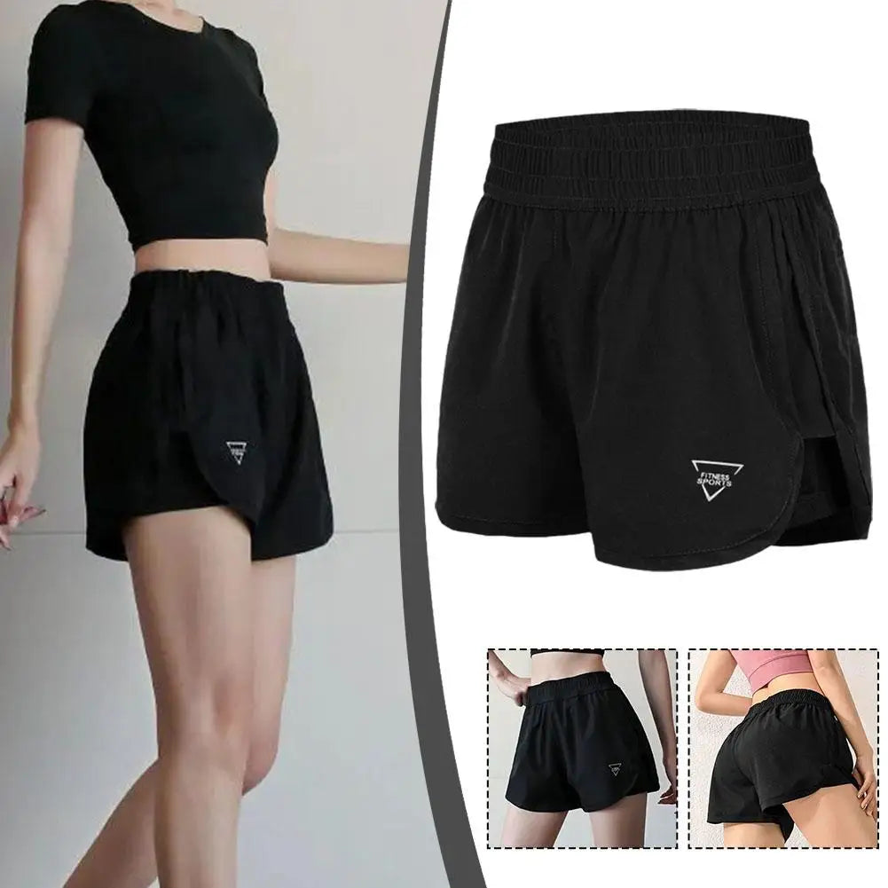 New Gym Sport Shorts Casual Outdoor Running Quick Dry Waist Women High Pieces Pants Shorts Short Two Training Elastic Short Q3O3