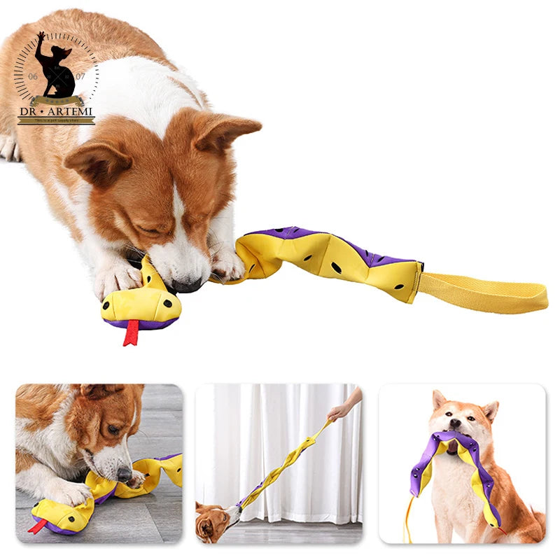 Funny Snake Chew Toys Stuffing Dog Durable Plush Dog Chew Toy Pet Molar Toys