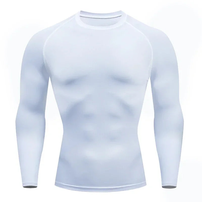 Mens Sport Top for Fitness T-shirt Bodybuilding Compression Shirt Gym Running Tight Rashguard Jogging Sweatshirt Dry Fit Clothes