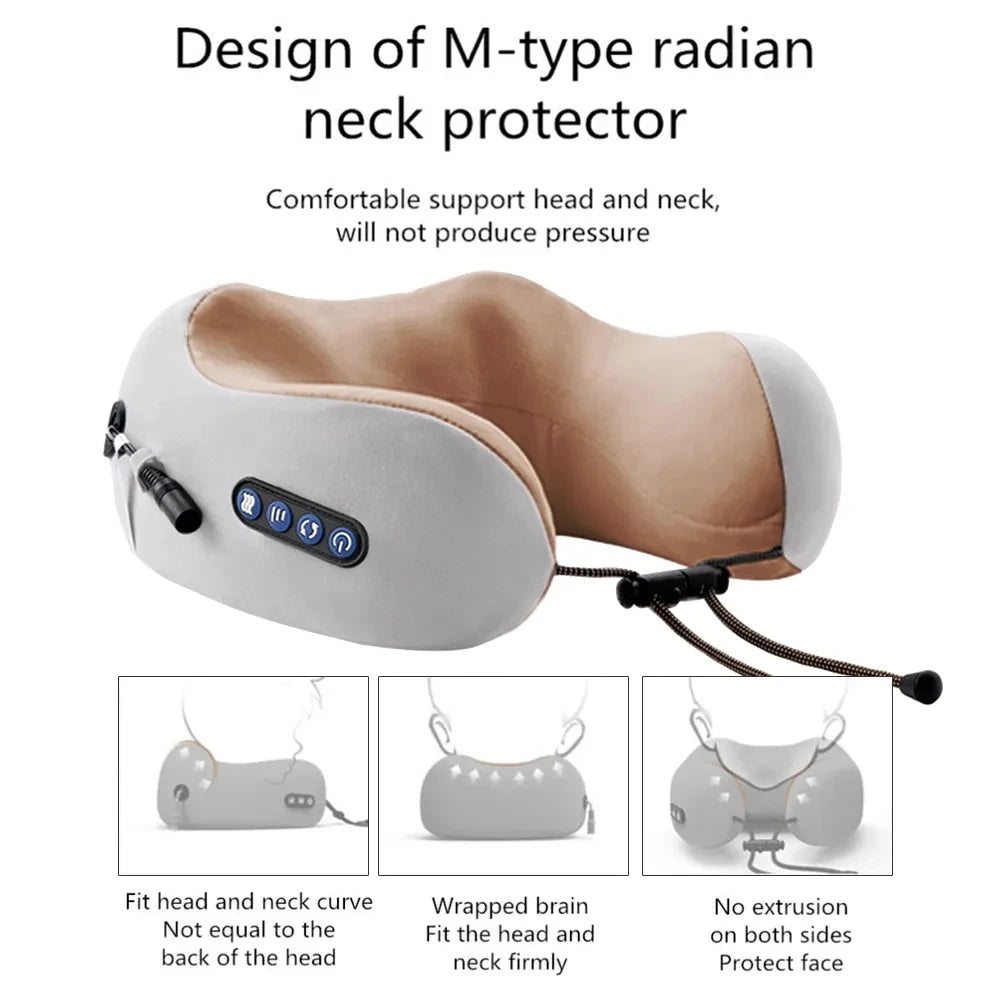 Electric Neck Massager Portable U shaped Pillow For Neck Shoulder Cervical Relaxing Massager Pillow Outdoor Home Car