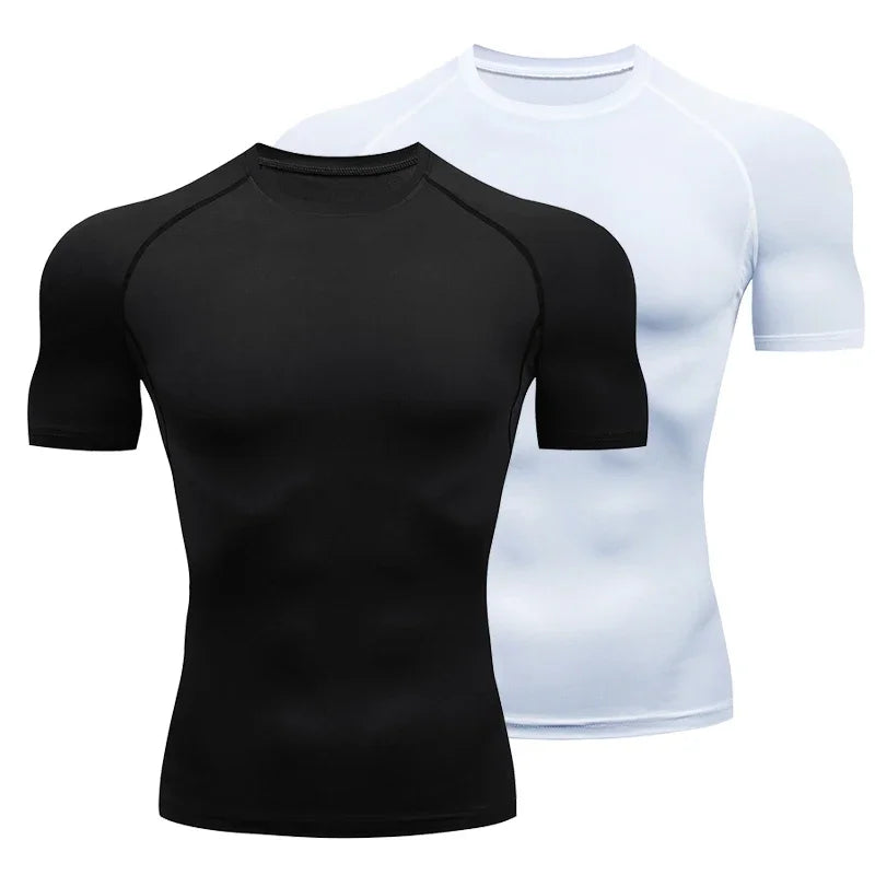 Mens Sport Top for Fitness T-shirt Bodybuilding Compression Shirt Gym Running Tight Rashguard Jogging Sweatshirt Dry Fit Clothes