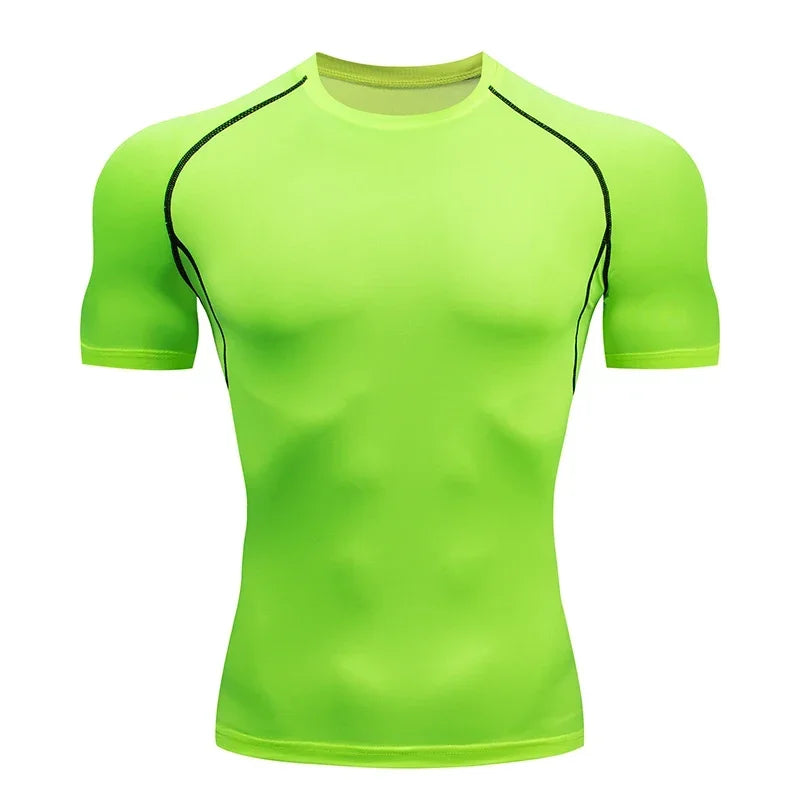 Mens Sport Top for Fitness T-shirt Bodybuilding Compression Shirt Gym Running Tight Rashguard Jogging Sweatshirt Dry Fit Clothes