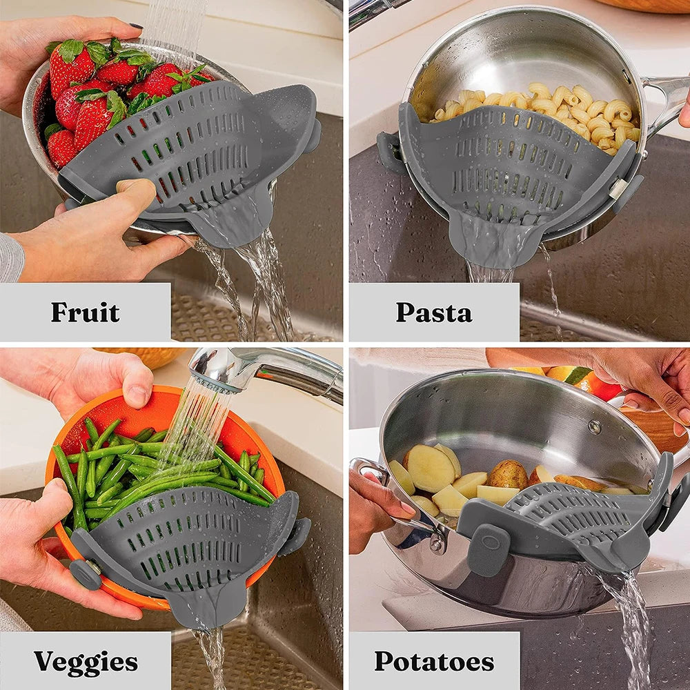 Silicone Clip-On Kitchen Strainer for Pots