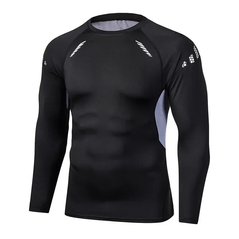 Mens Sport Top for Fitness T-shirt Bodybuilding Compression Shirt Gym Running Tight Rashguard Jogging Sweatshirt Dry Fit Clothes