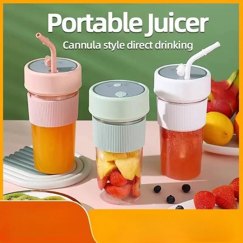 Mini Electric Rechargeable Portable Wireless Juicer cup 6 Blades Fruit Smoothie Blender Puree Mixer