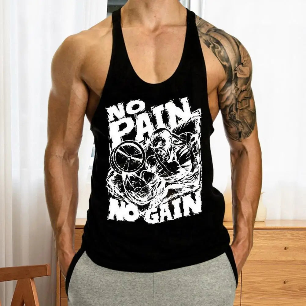 Running Vest Fitness Motivation Tank Top Men's Hip Hop Letter Print Sleeveless Tank Top for Summer Fitness Gym Soft Stretchy