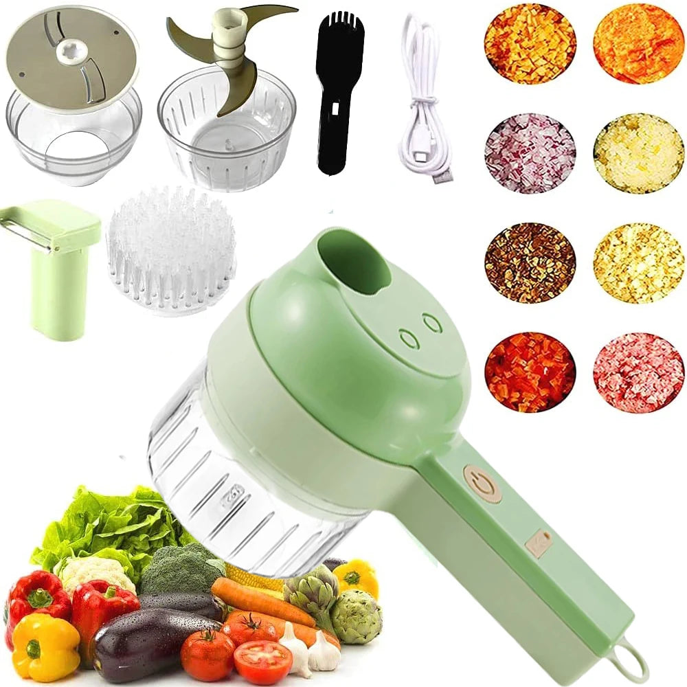 Handheld 4IN1 Electric Vegetable Slicer Multifunctional Wireless Food Processor Garlic Chili  Vegetable Cutter Carrot Chopper