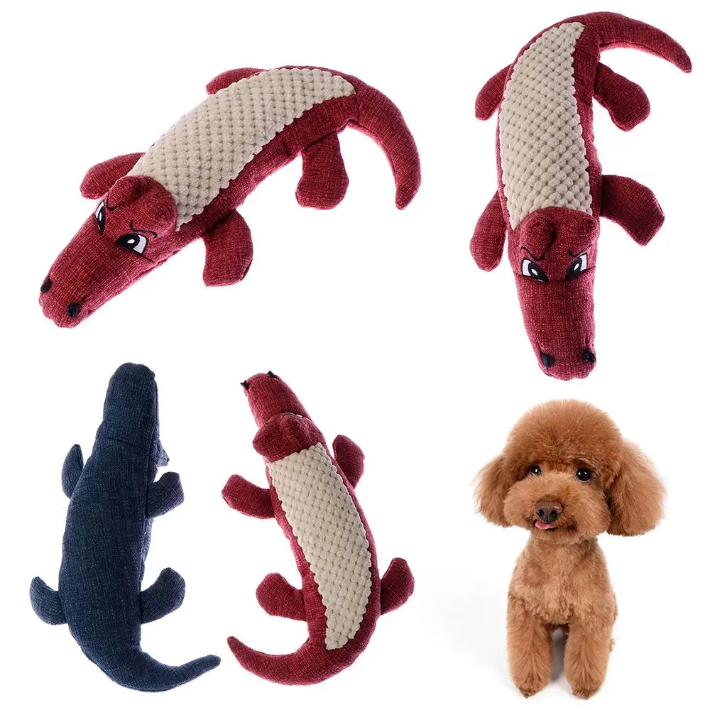 Pet Dog Toy Linen Plush Crocodile Animal Toy Dog Chew Squeaky Noise Toy Cleaning Teeth Supplies Toy Tough Interactive Doll