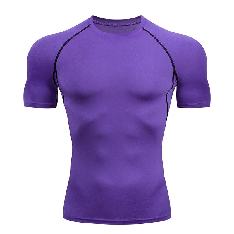 Mens Sport Top for Fitness T-shirt Bodybuilding Compression Shirt Gym Running Tight Rashguard Jogging Sweatshirt Dry Fit Clothes