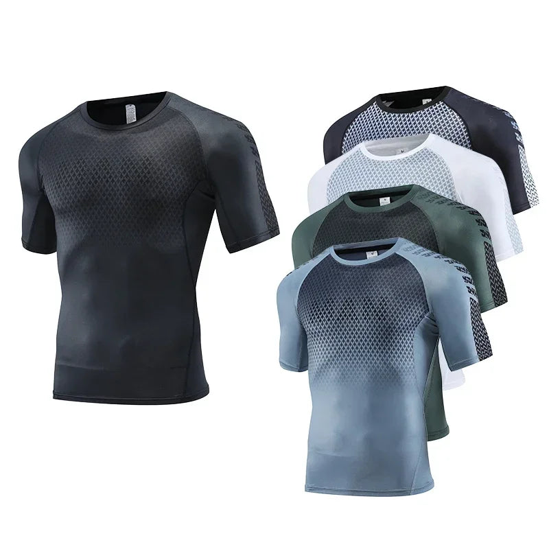 Mens Sport Top for Fitness T-shirt Bodybuilding Compression Shirt Gym Running Tight Rashguard Jogging Sweatshirt Dry Fit Clothes