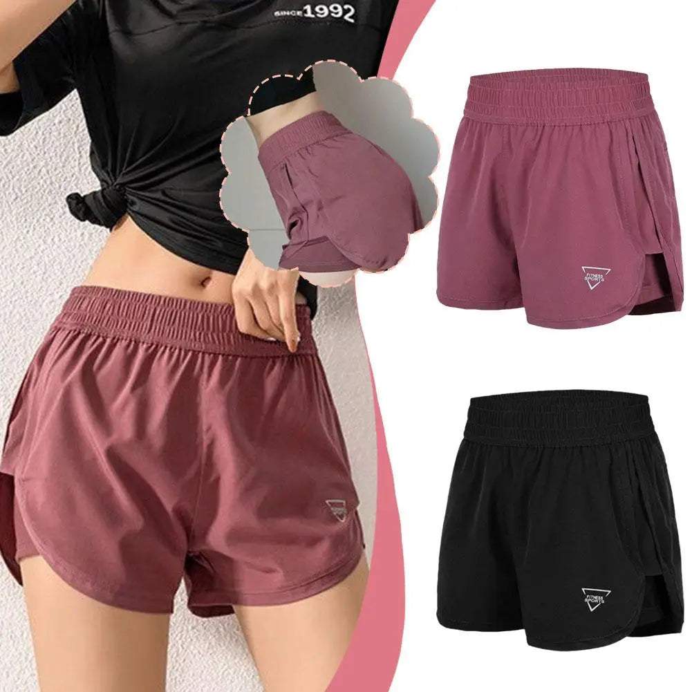 New Gym Sport Shorts Casual Outdoor Running Quick Dry Waist Women High Pieces Pants Shorts Short Two Training Elastic Short Q3O3