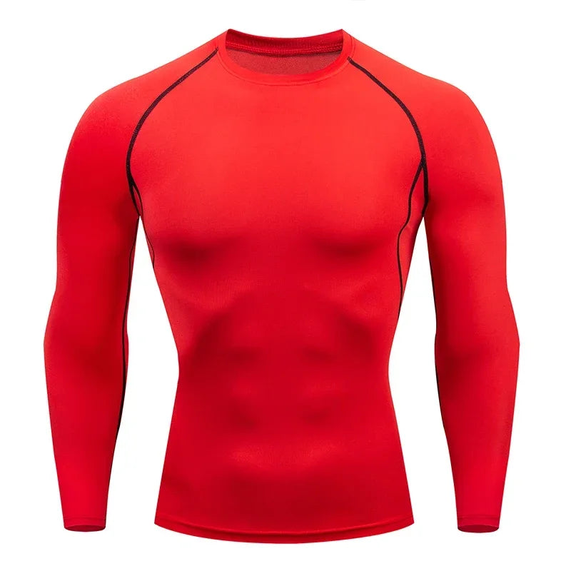 Mens Sport Top for Fitness T-shirt Bodybuilding Compression Shirt Gym Running Tight Rashguard Jogging Sweatshirt Dry Fit Clothes