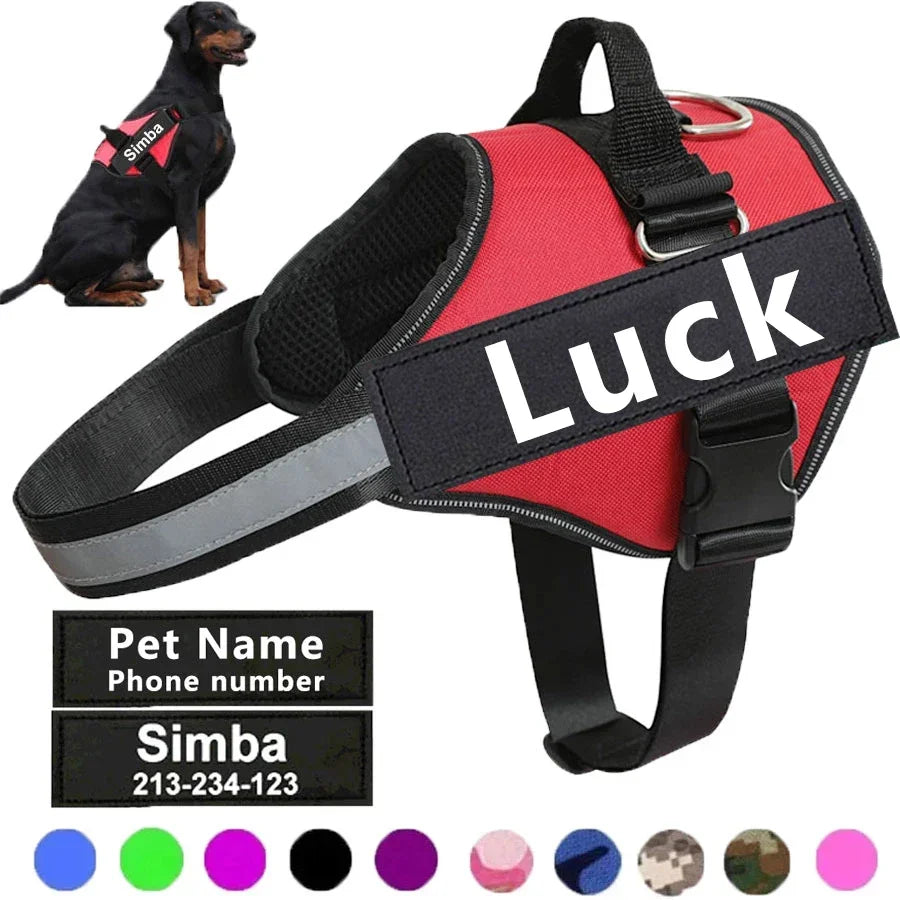 Reflective No-Pull Dog Harness – Adjustable, Breathable Pet Vest with Custom ID Patch for All Sizes and Walks