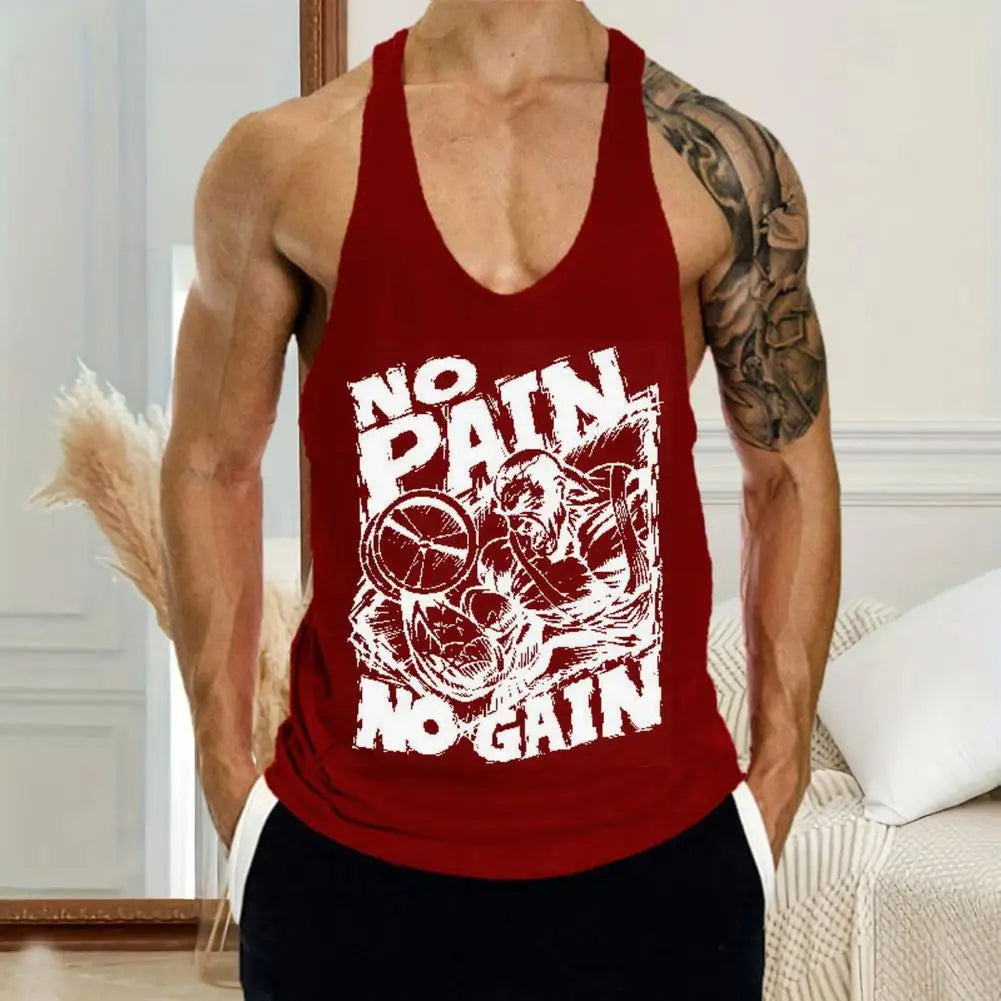 Running Vest Fitness Motivation Tank Top Men's Hip Hop Letter Print Sleeveless Tank Top for Summer Fitness Gym Soft Stretchy