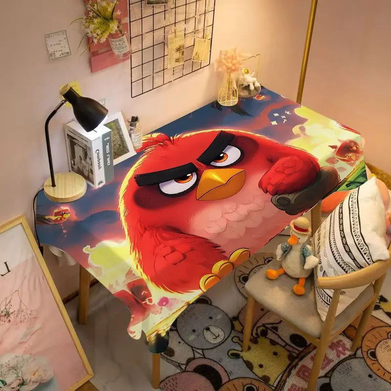 Anime Angry Birds tablecloth rectangular student dormitory personalized tablecloth cartoon flannel material holiday gift kawaii