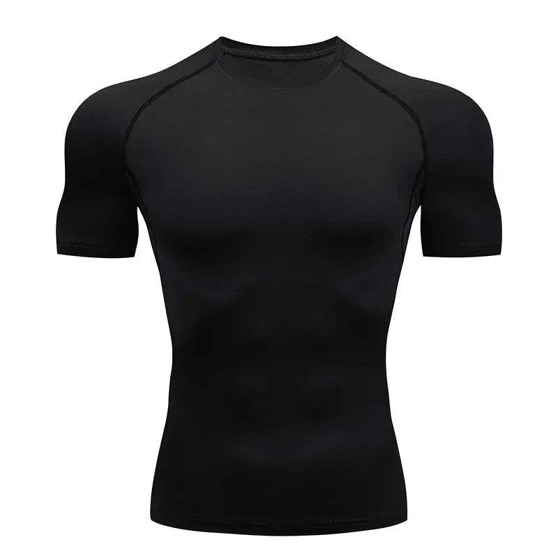 Mens Sport Top for Fitness T-shirt Bodybuilding Compression Shirt Gym Running Tight Rashguard Jogging Sweatshirt Dry Fit Clothes