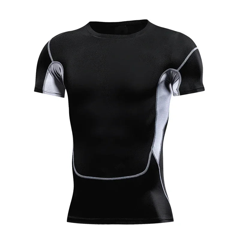 Mens Sport Top for Fitness T-shirt Bodybuilding Compression Shirt Gym Running Tight Rashguard Jogging Sweatshirt Dry Fit Clothes