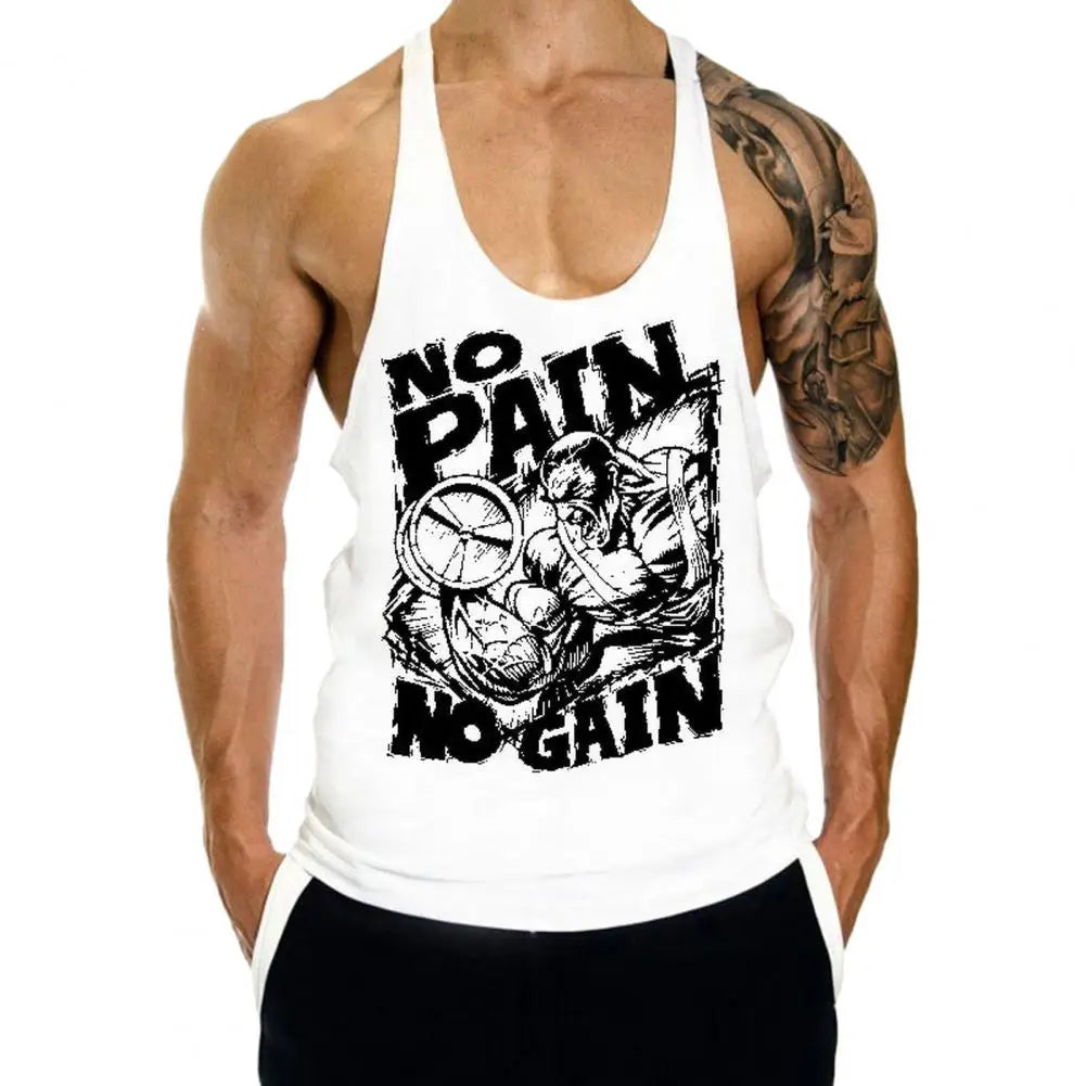 Running Vest Fitness Motivation Tank Top Men's Hip Hop Letter Print Sleeveless Tank Top for Summer Fitness Gym Soft Stretchy